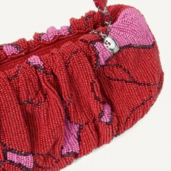 STAUD Bean Versatile Convertible Beaded Bag Purse Red Pink - Picture 9 of 10